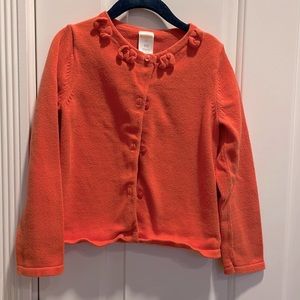 Gymboree orange button up with bow detail on collar, size 5